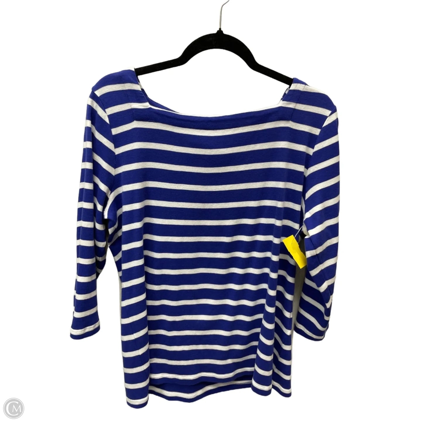Top 3/4 Sleeve By Chicos In Striped Pattern, Size: L