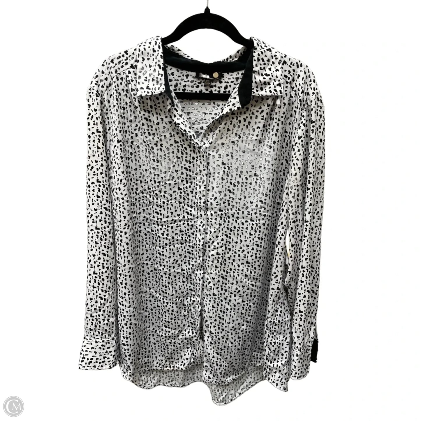 Blouse Long Sleeve By Dalia In Polkadot Pattern, Size: 2x