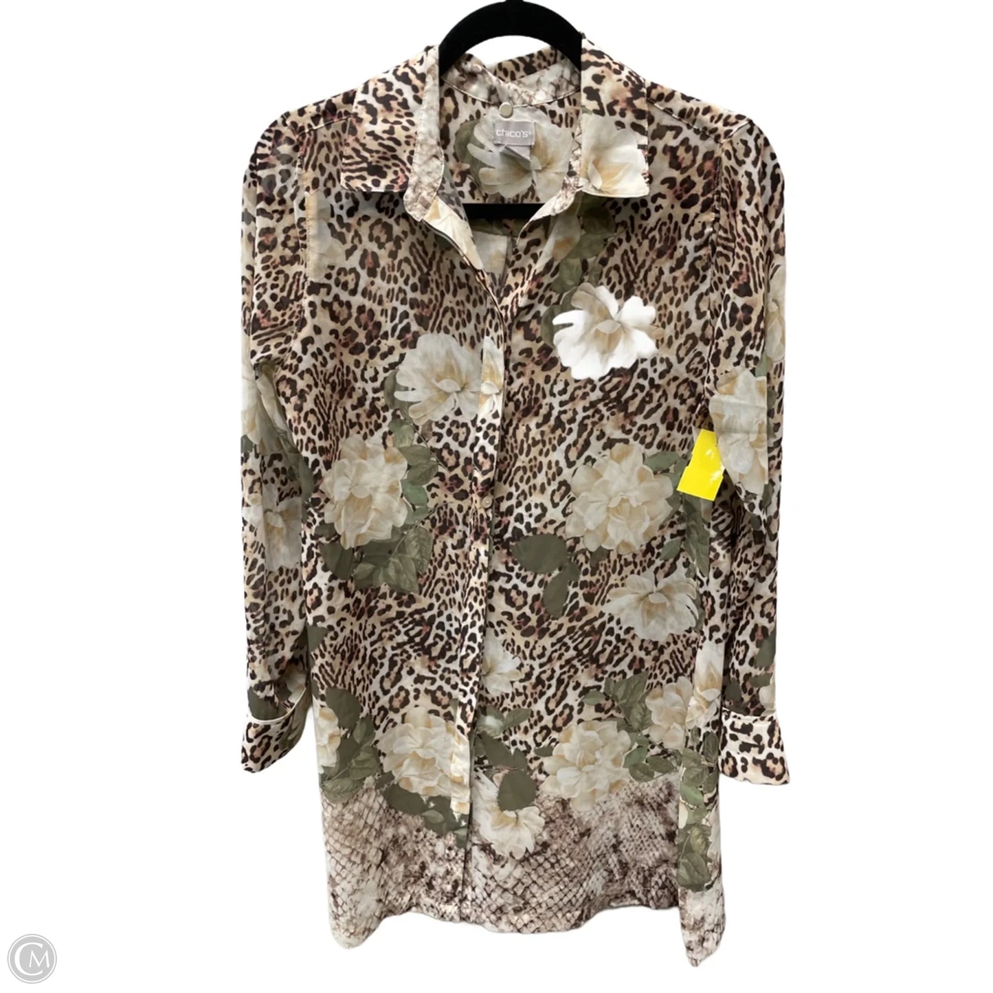 Blouse 3/4 Sleeve By Chicos In Animal Print, Size: S