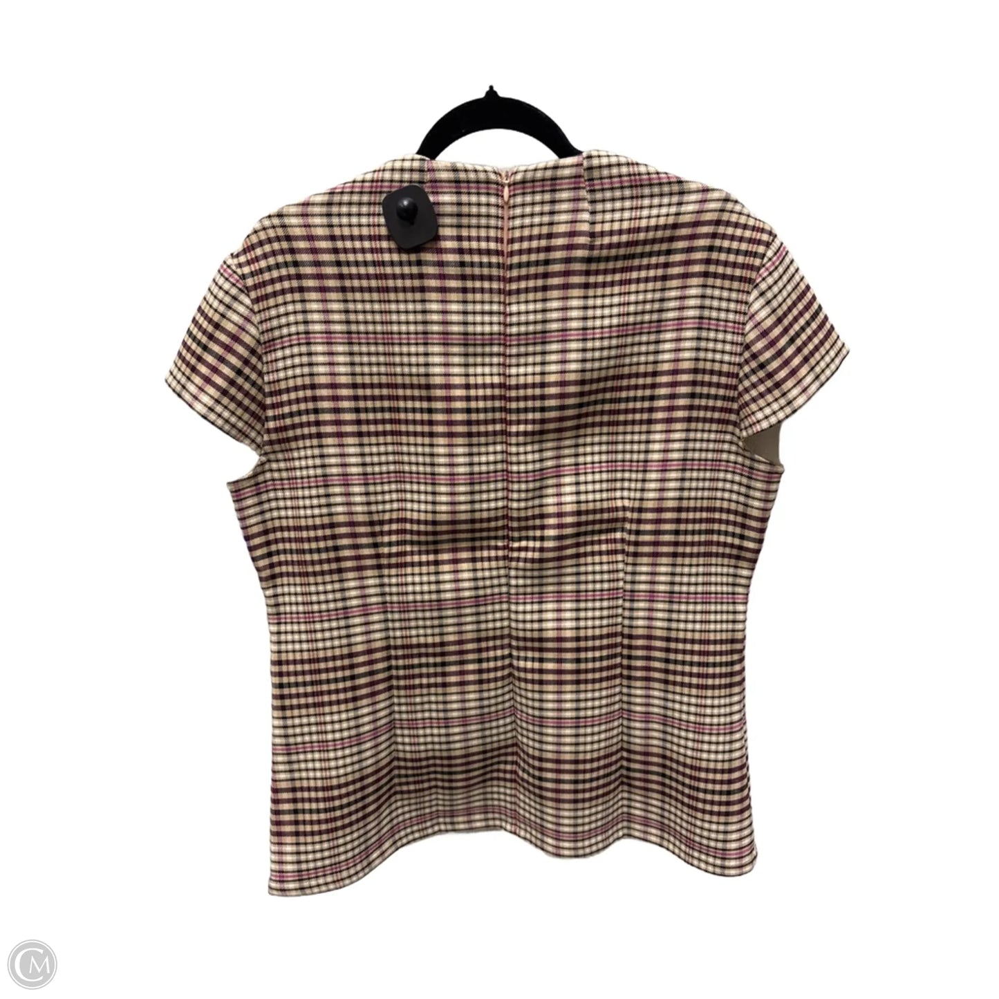 Top Short Sleeve By Ann Taylor In Plaid Pattern, Size: L