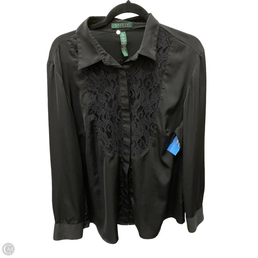 Blouse Long Sleeve By Lauren By Ralph Lauren In Black, Size: 1x