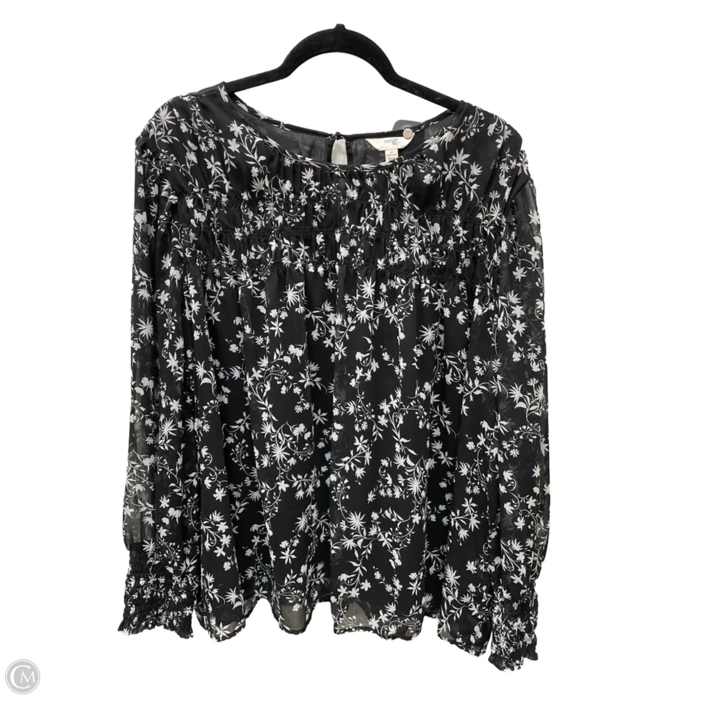 Blouse Long Sleeve By Terra & Sky In Floral Print, Size: 2x