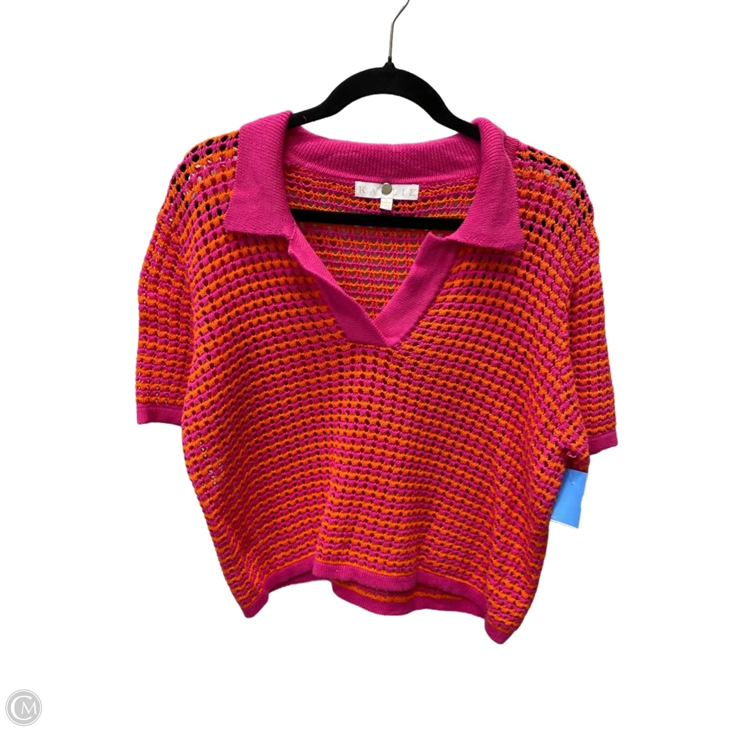 Sweater By Karlie In Orange & Pink, Size: L