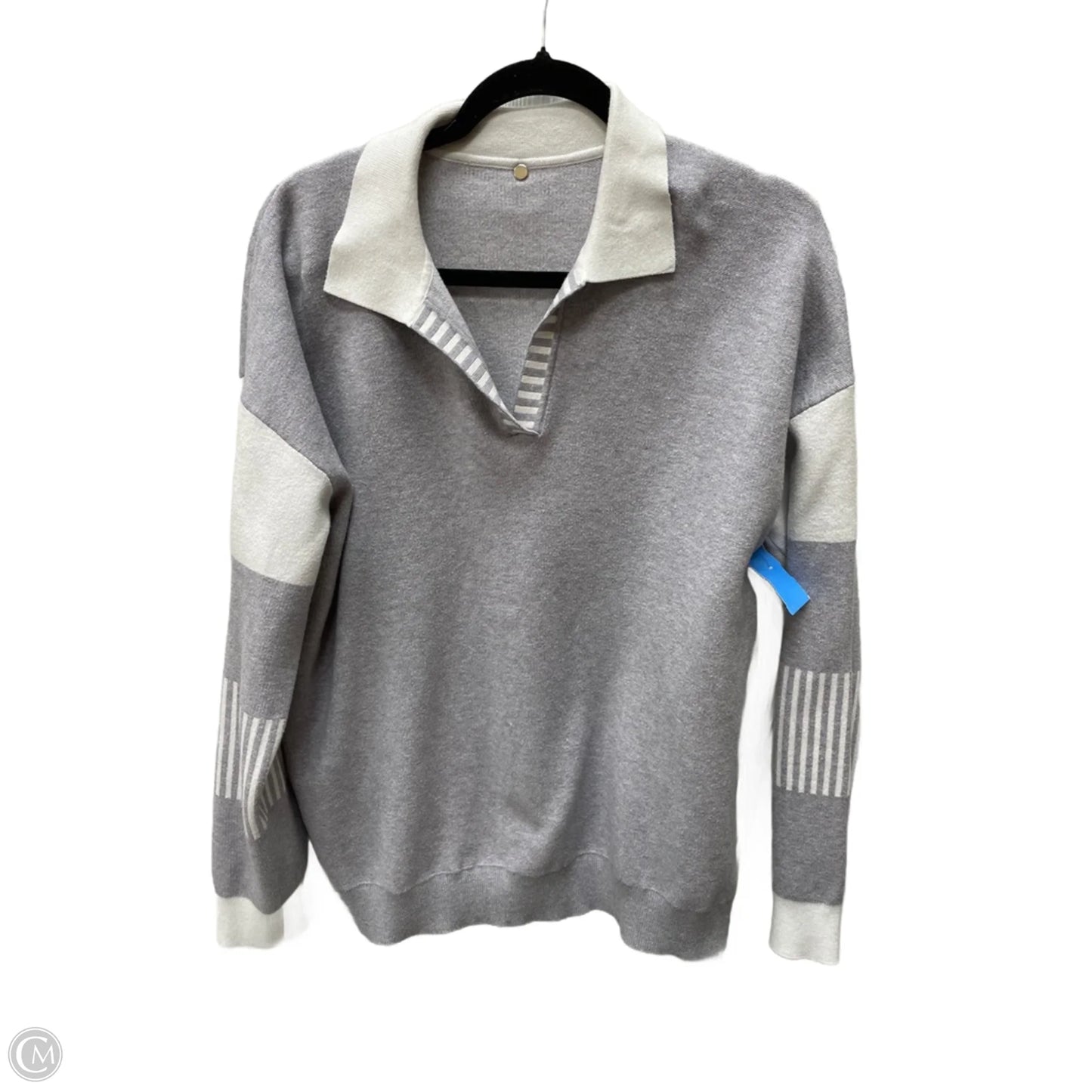 Top Long Sleeve By Clothes Mentor In Grey & White, Size: 2x