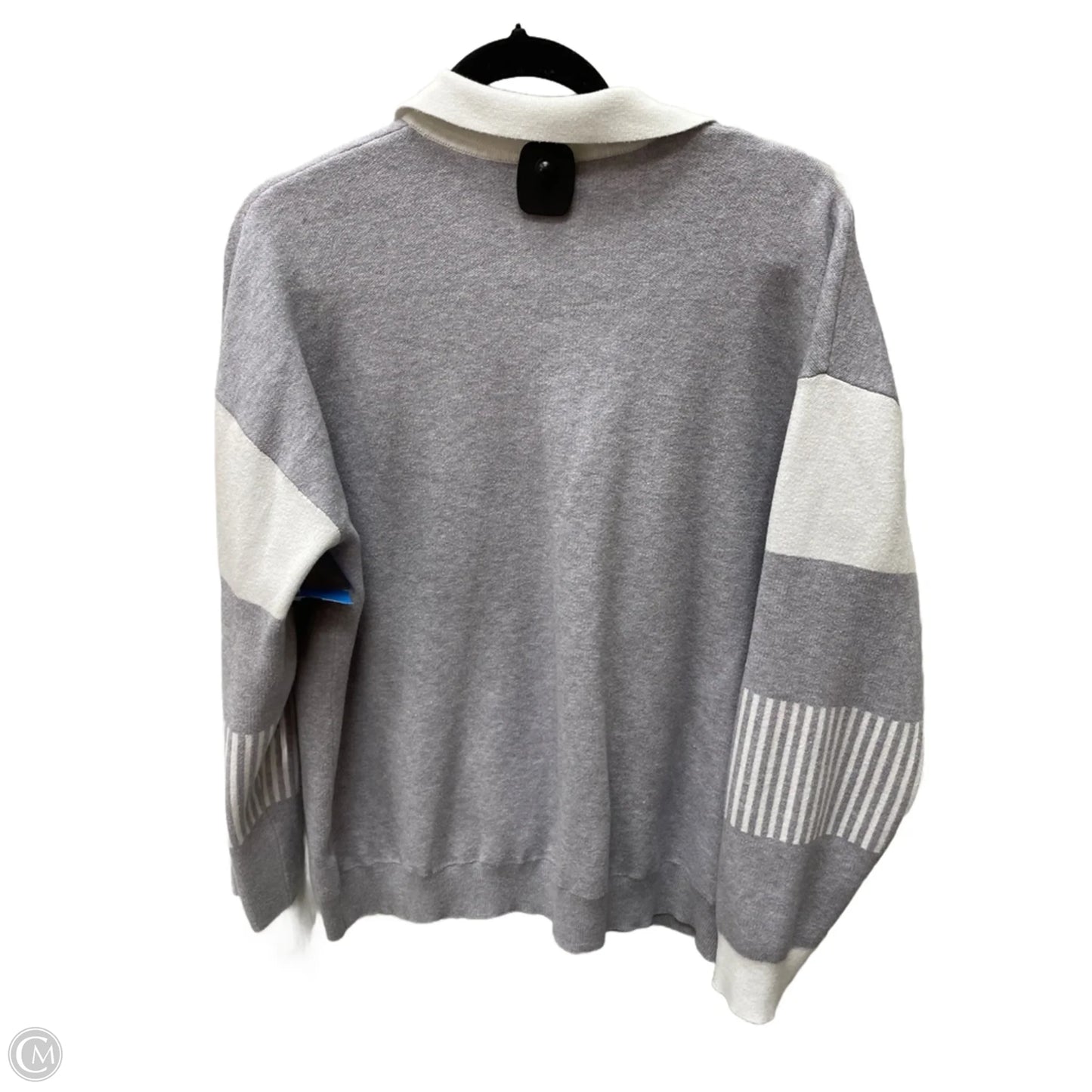 Top Long Sleeve By Clothes Mentor In Grey & White, Size: 2x