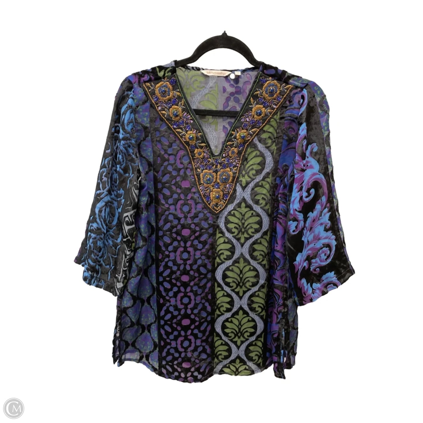 Top 3/4 Sleeve By Soft Surroundings In Floral Print, Size: Sp