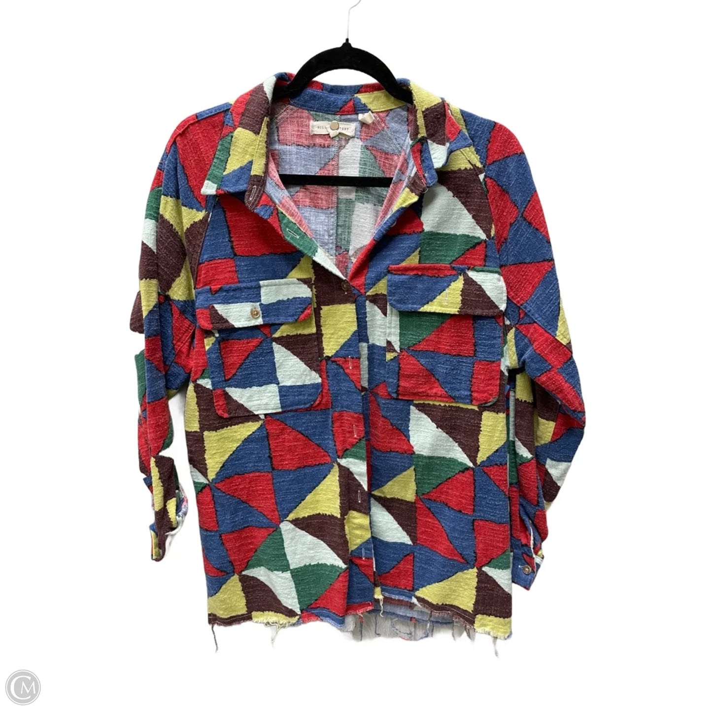 Top Long Sleeve By Gilded Intent In Geometric Pattern, Size: M