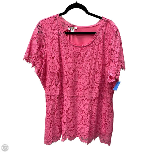 Top Short Sleeve By Isaac Mizrahi Live Qvc In Pink, Size: 3x