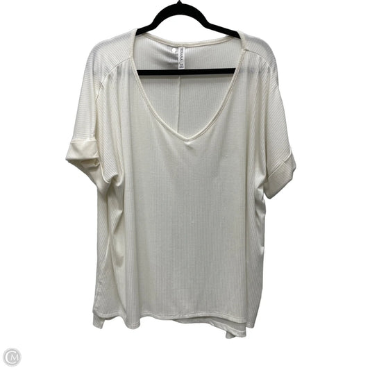 Top Short Sleeve By Zenana In White, Size: 3x