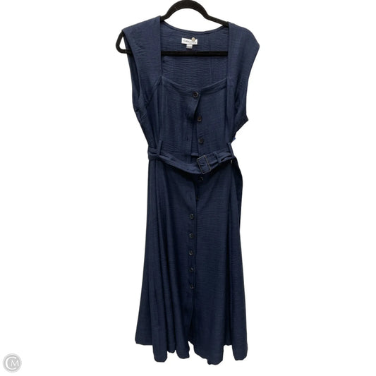 Dress Casual Midi By Calvin Klein In Navy, Size: L