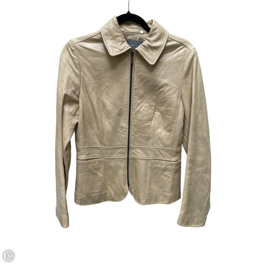 Jacket Leather By Ann Taylor In Tan, Size: S