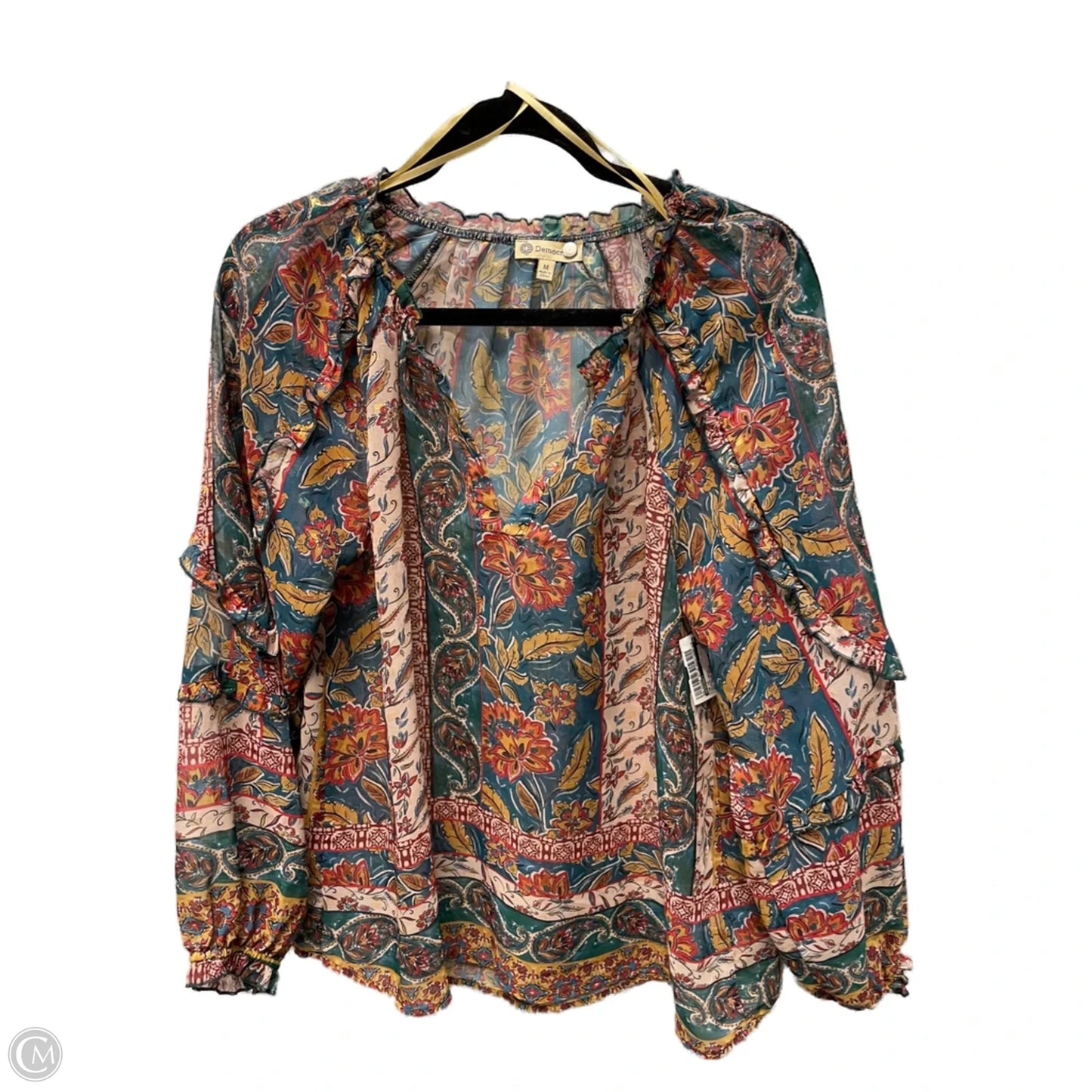 Top Long Sleeve By Democracy In Paisley Print, Size: M