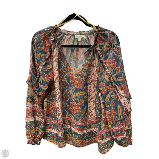 Top Long Sleeve By Democracy In Paisley Print, Size: M