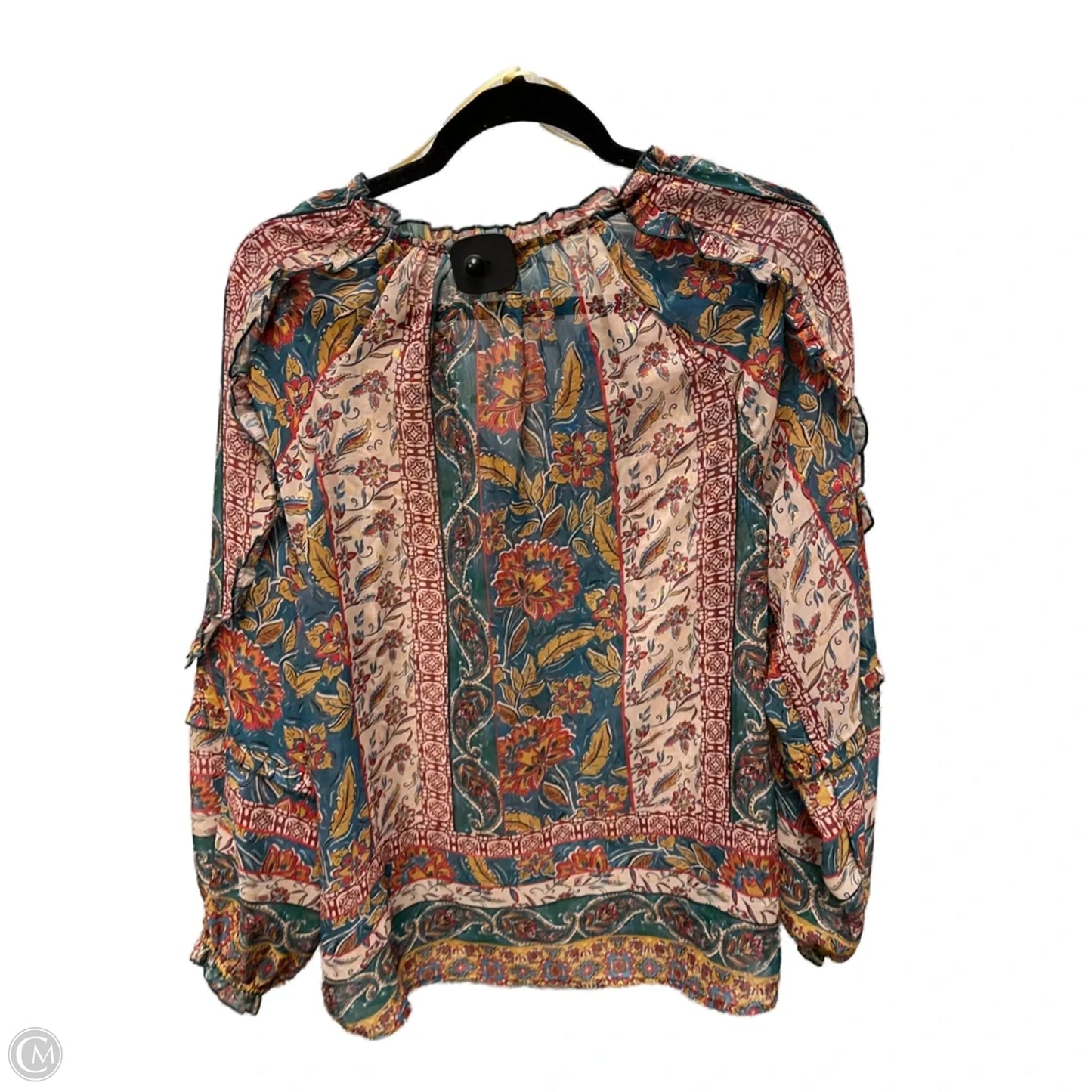 Top Long Sleeve By Democracy In Paisley Print, Size: M