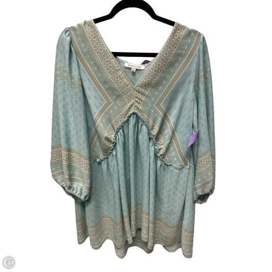 Top 3/4 Sleeve By Rose And Olive In Green & Tan, Size: 1x