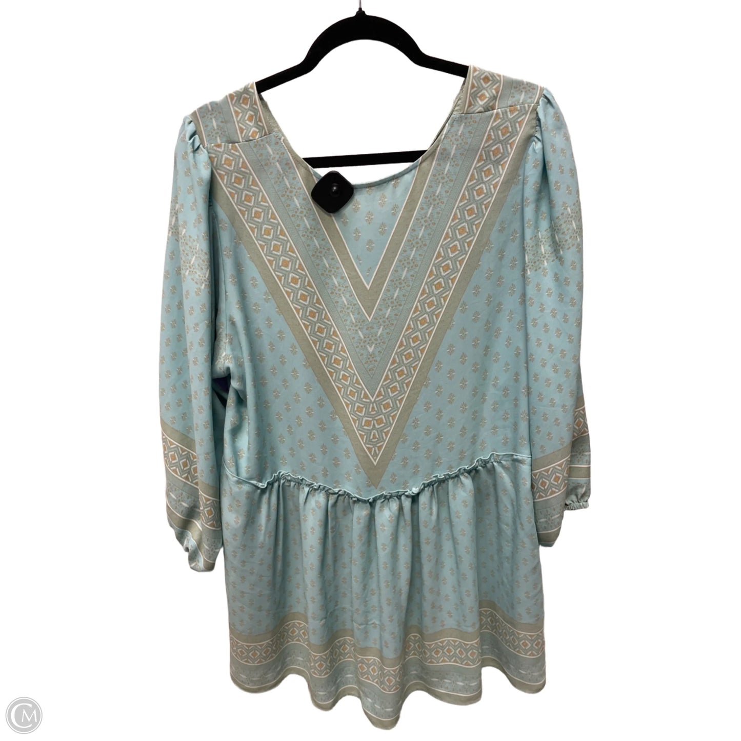 Top 3/4 Sleeve By Rose And Olive In Green & Tan, Size: 1x