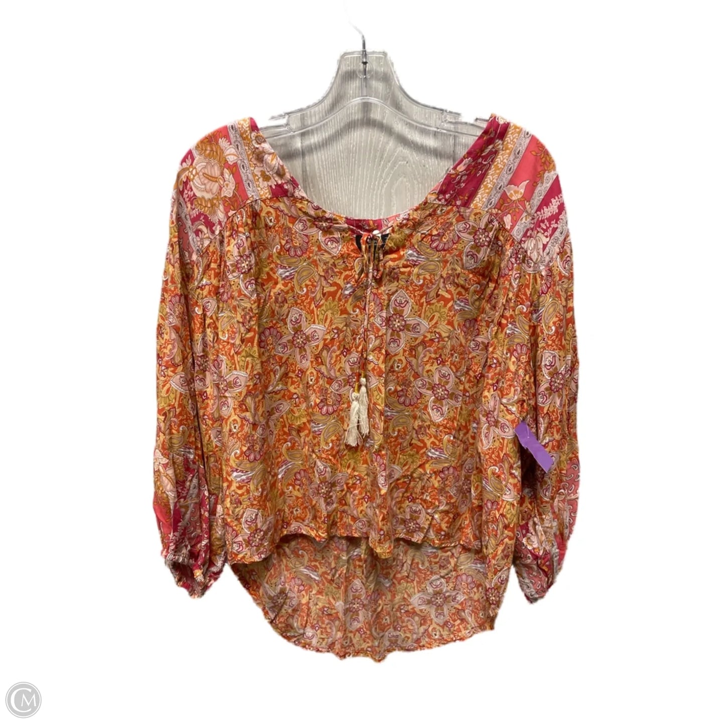 Top 3/4 Sleeve By Rachel Zoe In Orange & Yellow, Size: M