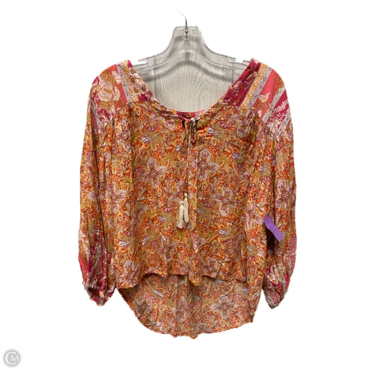 Top 3/4 Sleeve By Rachel Zoe In Orange & Yellow, Size: M