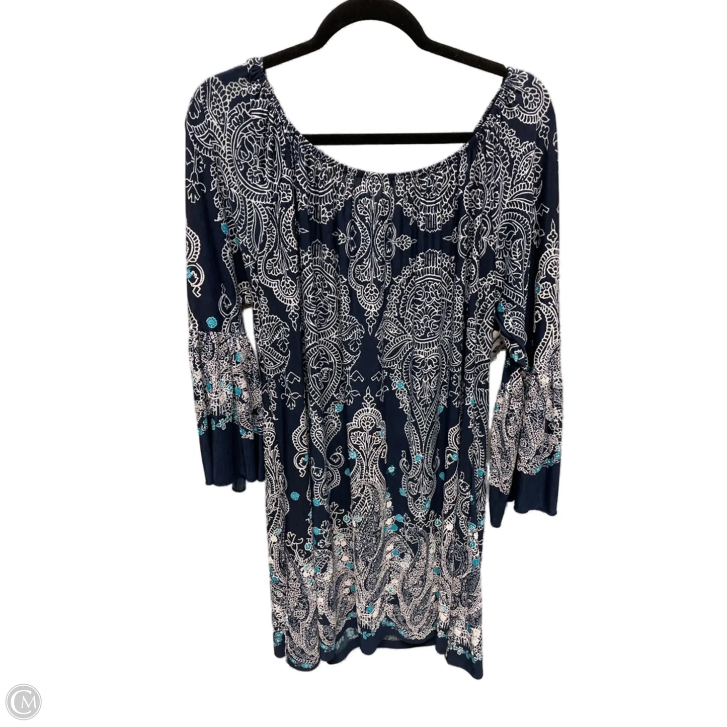Dress Casual Short By Clothes Mentor In Blue & White, Size: 3x