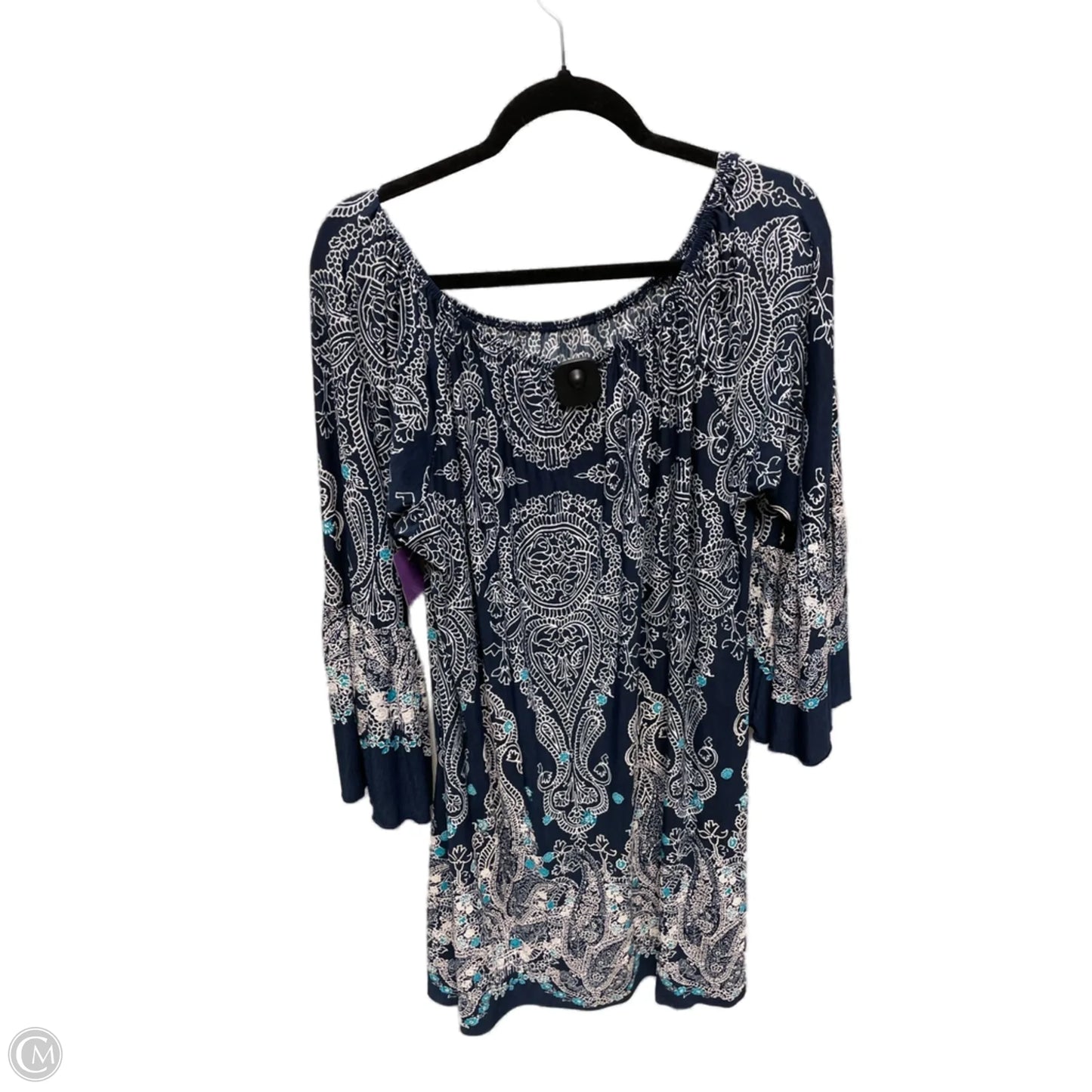 Dress Casual Short By Clothes Mentor In Blue & White, Size: 3x