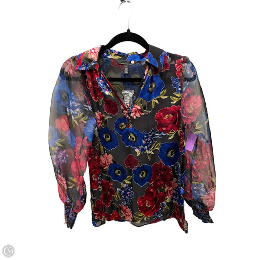 Top Long Sleeve By White House Black Market In Floral Print, Size: Xs