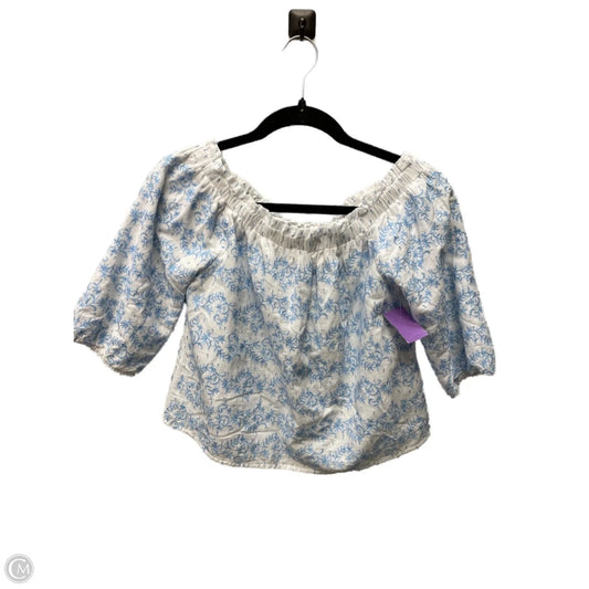 Top Short Sleeve By Miami In Blue & White, Size: L