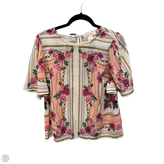 Top Short Sleeve By Flying Tomato In Floral Print, Size: L