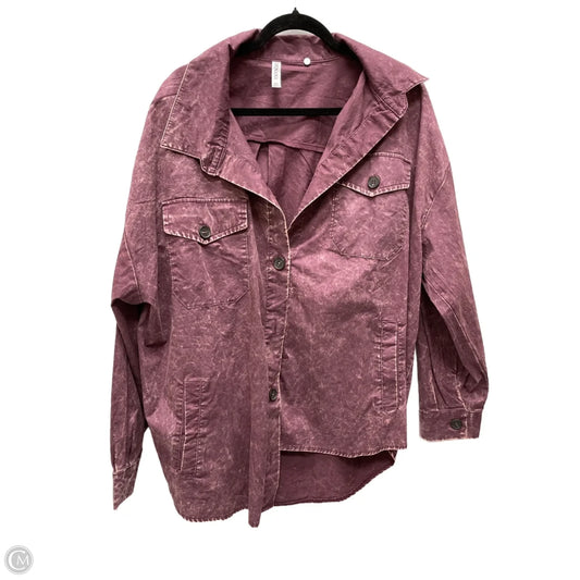 Jacket Shirt By Zenana In Purple, Size: 3x