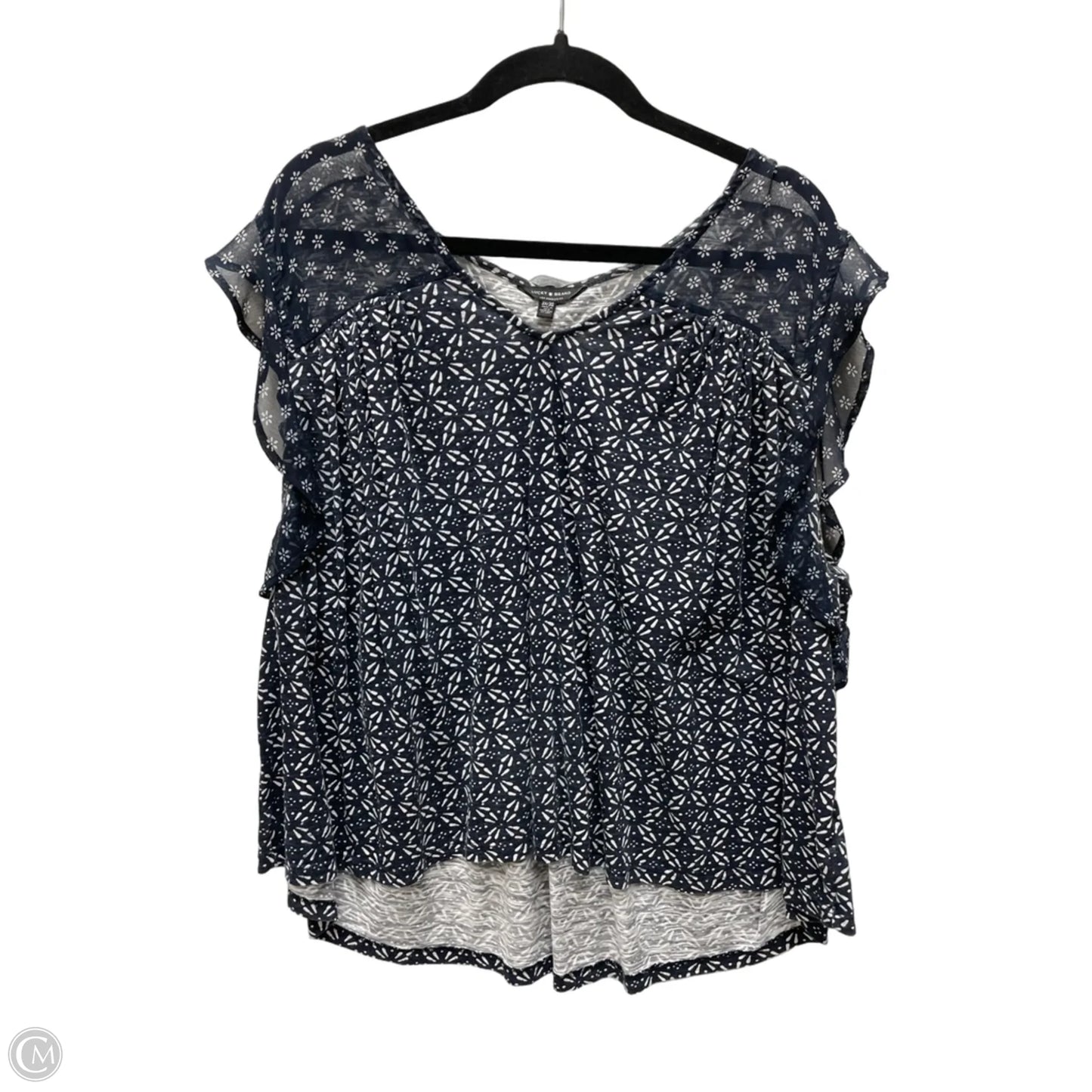 Top Sleeveless By Lucky Brand In Blue & White, Size: 3x
