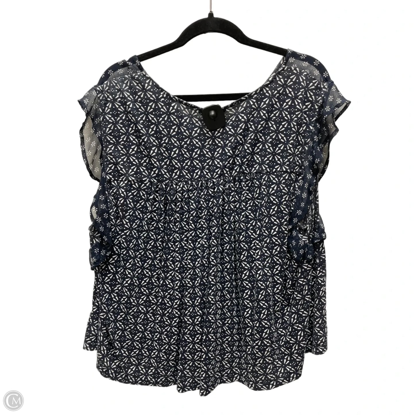 Top Sleeveless By Lucky Brand In Blue & White, Size: 3x