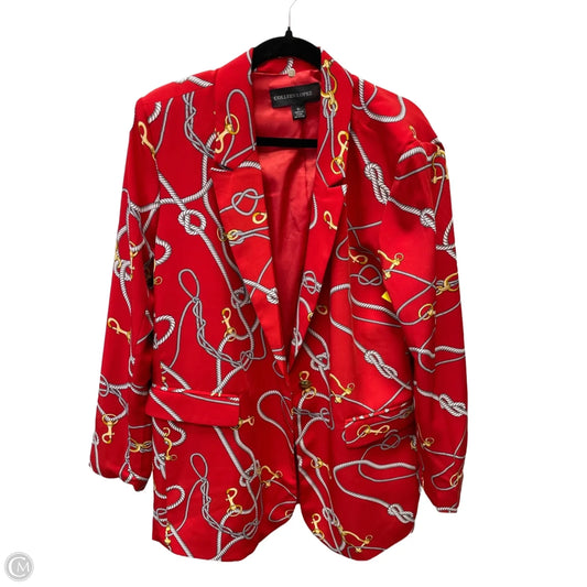 Blazer By Colleen Lopez In Red & Silver, Size: Xl