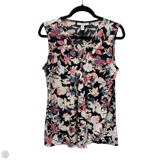 Top Sleeveless By Dana Buchman In Floral Print, Size: M