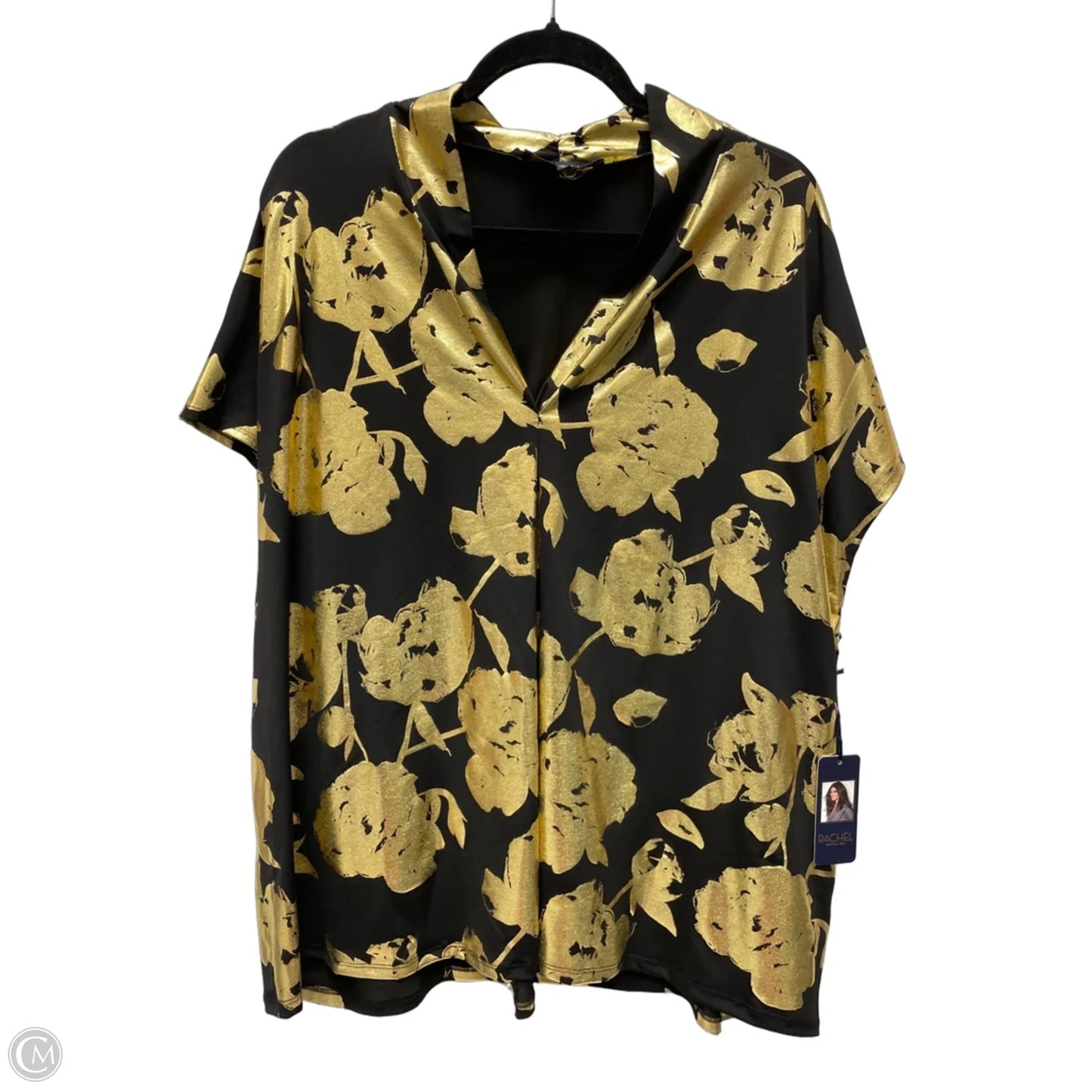 Top Short Sleeve By Rachel Roy In Black & Gold, Size: 2x