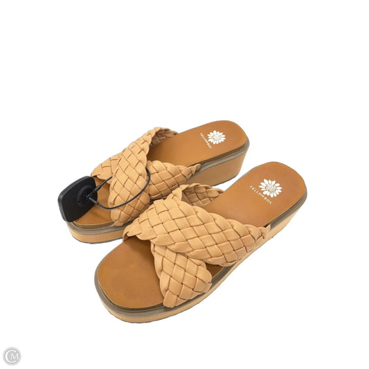 Sandals Heels Wedge By Yellow Box In Brown, Size: 6