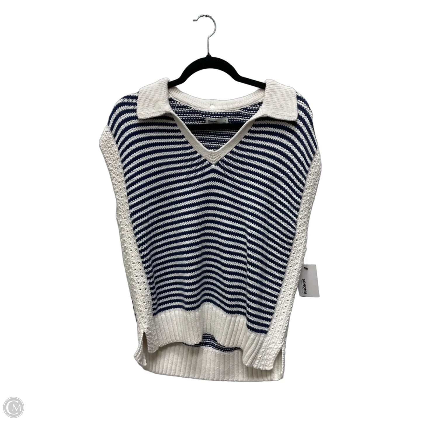 Vest Sweater By Sonoma In Blue & Cream, Size: M