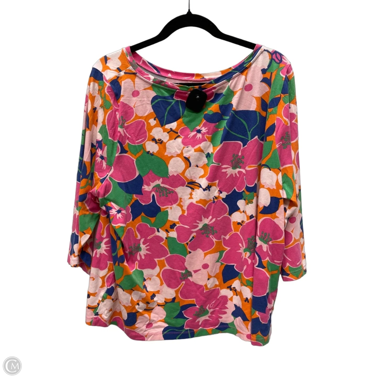 Top 3/4 Sleeve By Talbots In Floral Print, Size: 3x