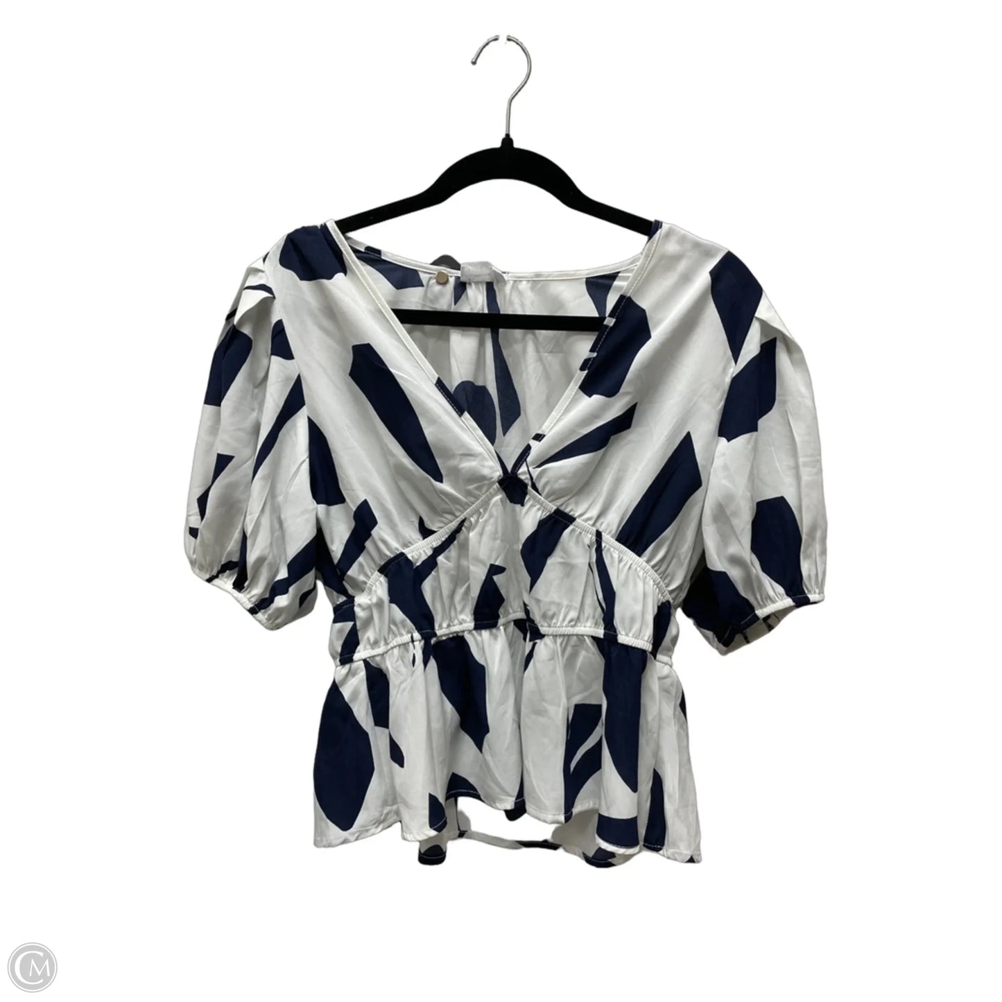 Top Short Sleeve By Sienna Sky In Blue & White, Size: L