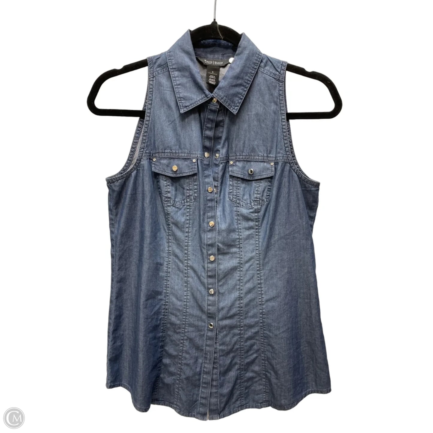 Top Sleeveless By White House Black Market In Blue Denim, Size: Xs