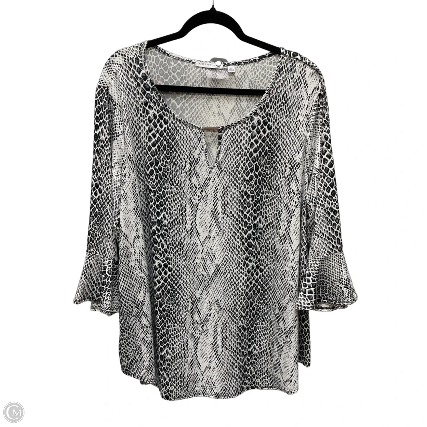 Top Long Sleeve By Notations In Animal Print, Size: 3x