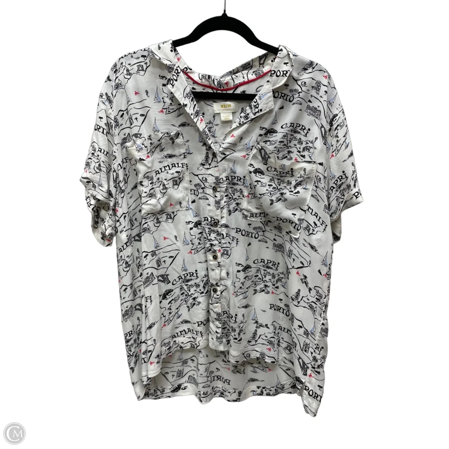 Top Short Sleeve By Maeve In Black & White, Size: Xl