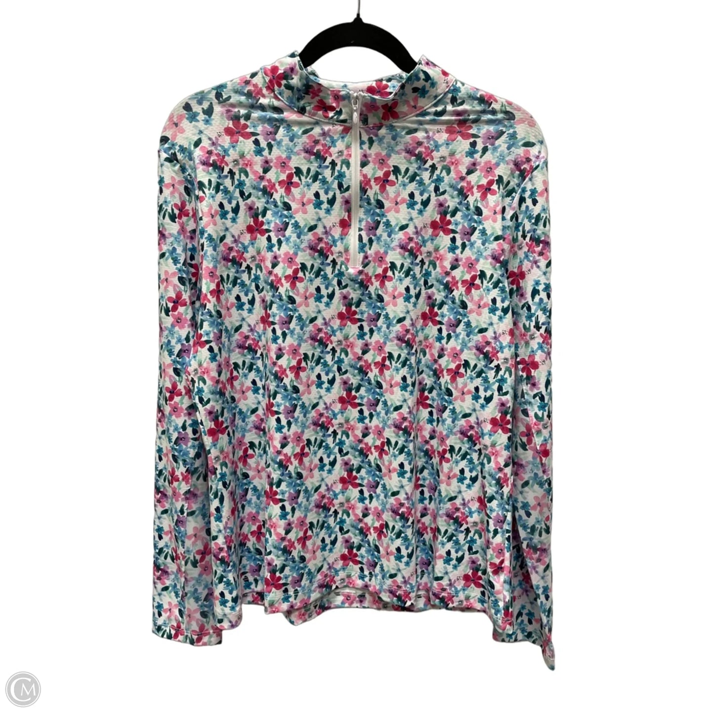 Athletic Top Long Sleeve Collar By Gottex In Floral Print, Size: L