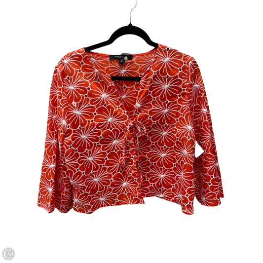 Top 3/4 Sleeve By Marc New York In Orange & White, Size: L