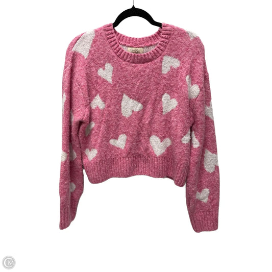 Sweater By Jessica Simpson In Pink & White, Size: M