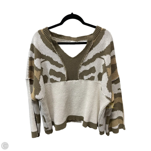Sweater By Pol In Green & Tan, Size: S