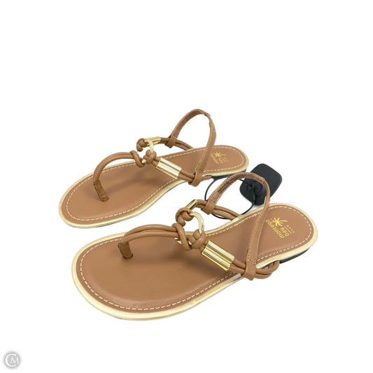 Sandals Flats By Montego Bay In Brown & Gold, Size: 6