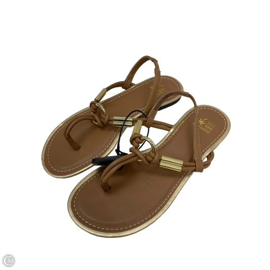 Sandals Flats By Montego Bay In Brown & Gold, Size: 6