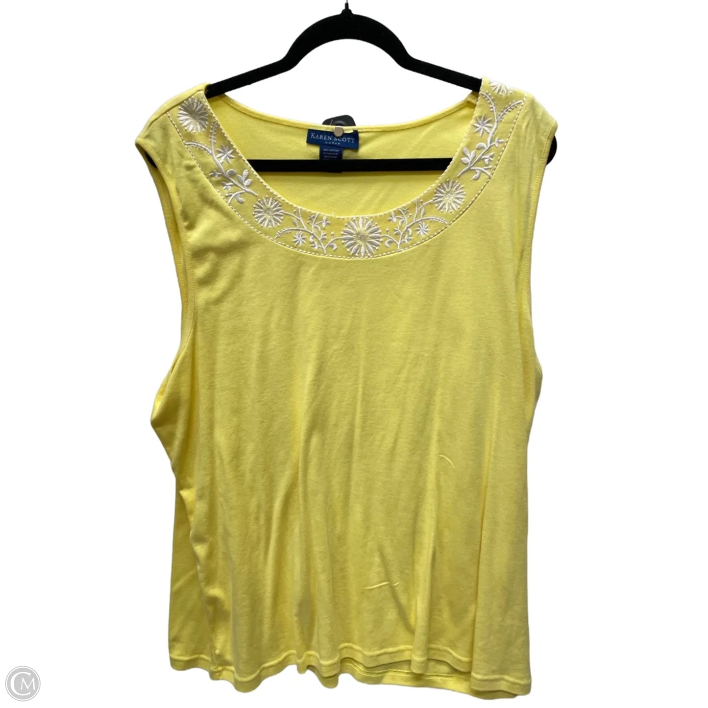 Top Sleeveless By Karen Scott In Yellow, Size: 3x