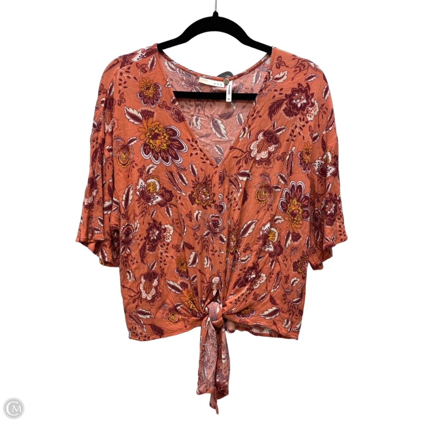 Top Short Sleeve By Clothes Mentor In Floral Print, Size: Xl
