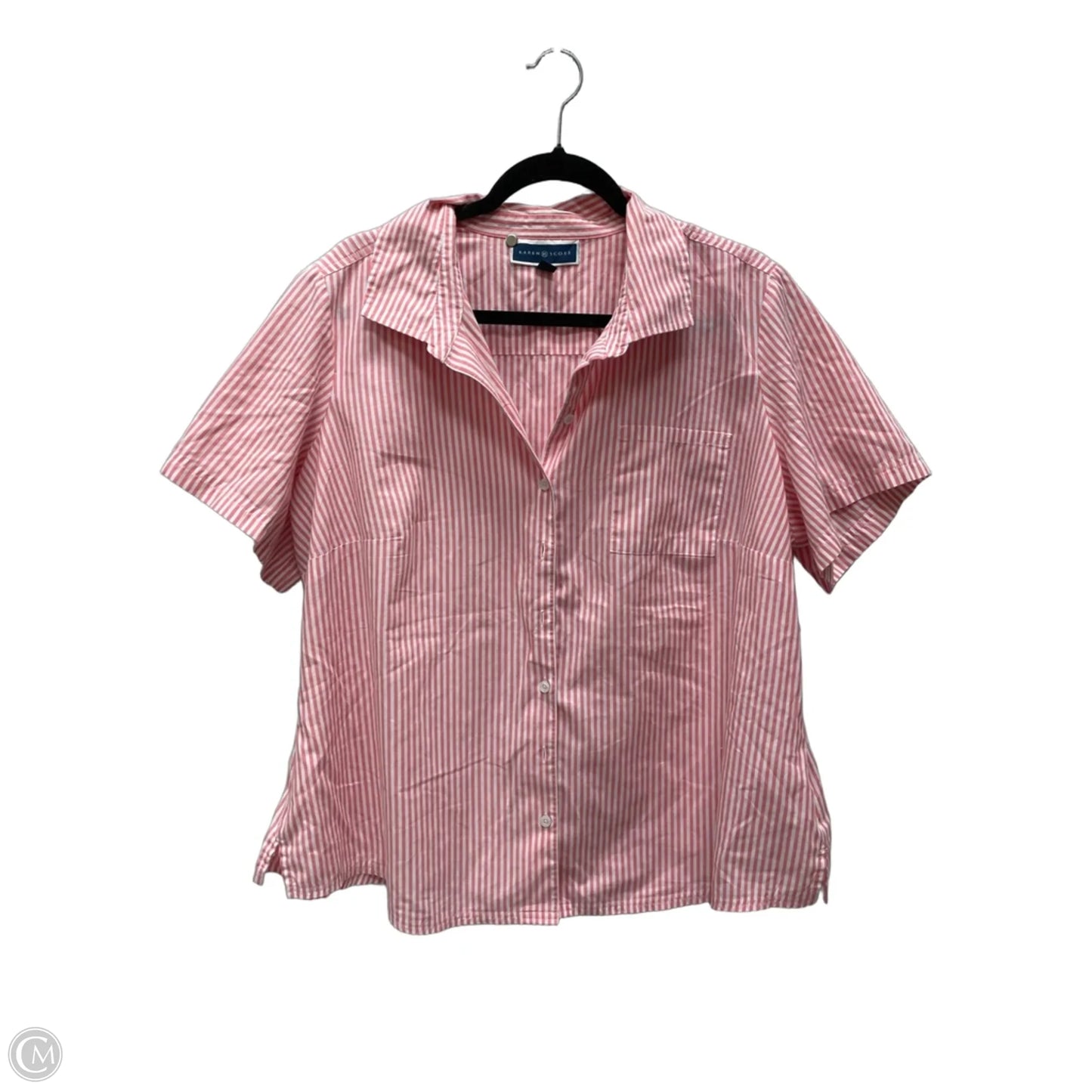 Top Short Sleeve By Karen Scott In Striped Pattern, Size: 1x