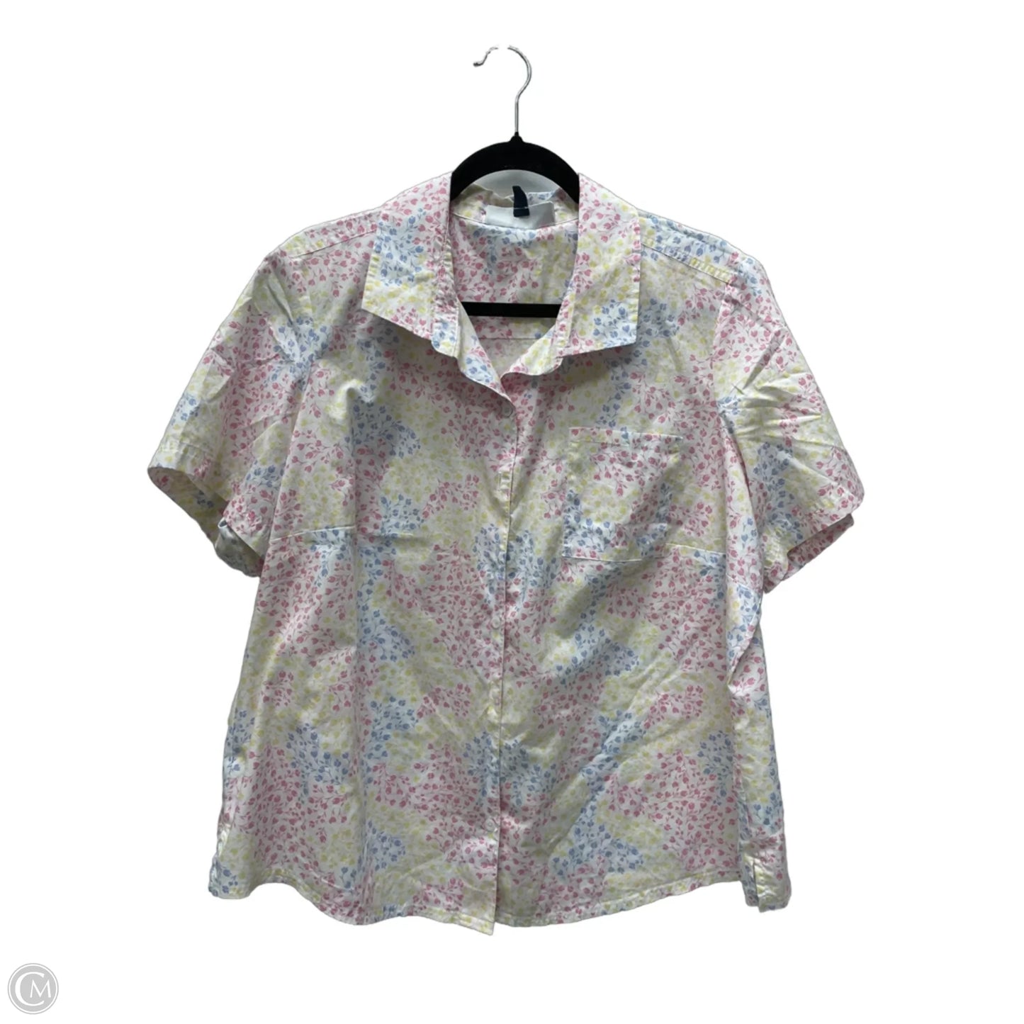 Top Short Sleeve By Karen Scott In Floral Print, Size: 1x